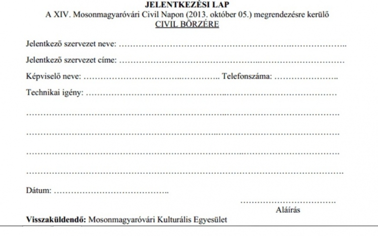 Jelentkezési felhívás civil börzére