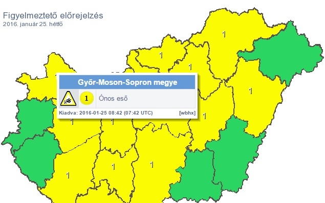 Az ország nagy részén ónos esőre figyelmeztet a meteorológia